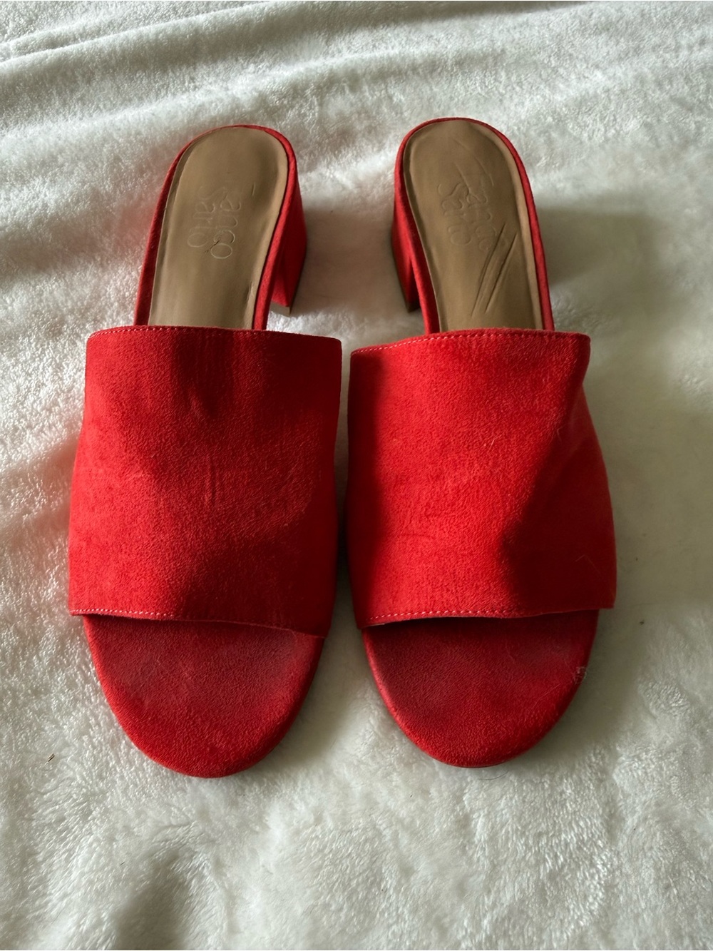 Franco Sarto Red Suede Slide Heels - Women